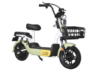 Mini-e-pyörä korilla ja polkimella